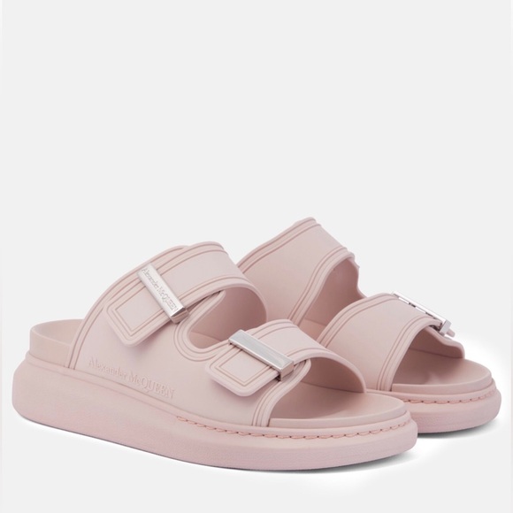 Alexander McQueen Shoes - Alexander McQueen Buckle Slide Sandals Pink/Silver Size-US 9&11/EUR 39&41 NIB
